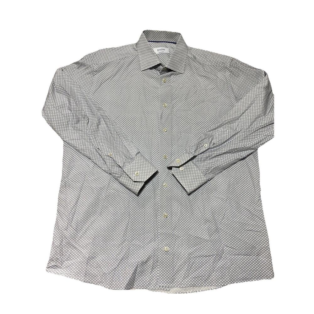 Eton Dress Shirt Mens XL‎ 17 Blue Contemporary Formal Business Quiet Luxury Euro